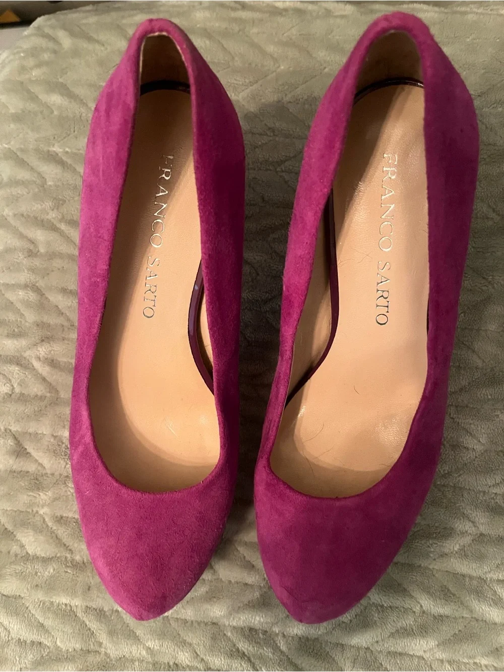 Franco Sarto Magenta Suede Almond-Toe Pumps